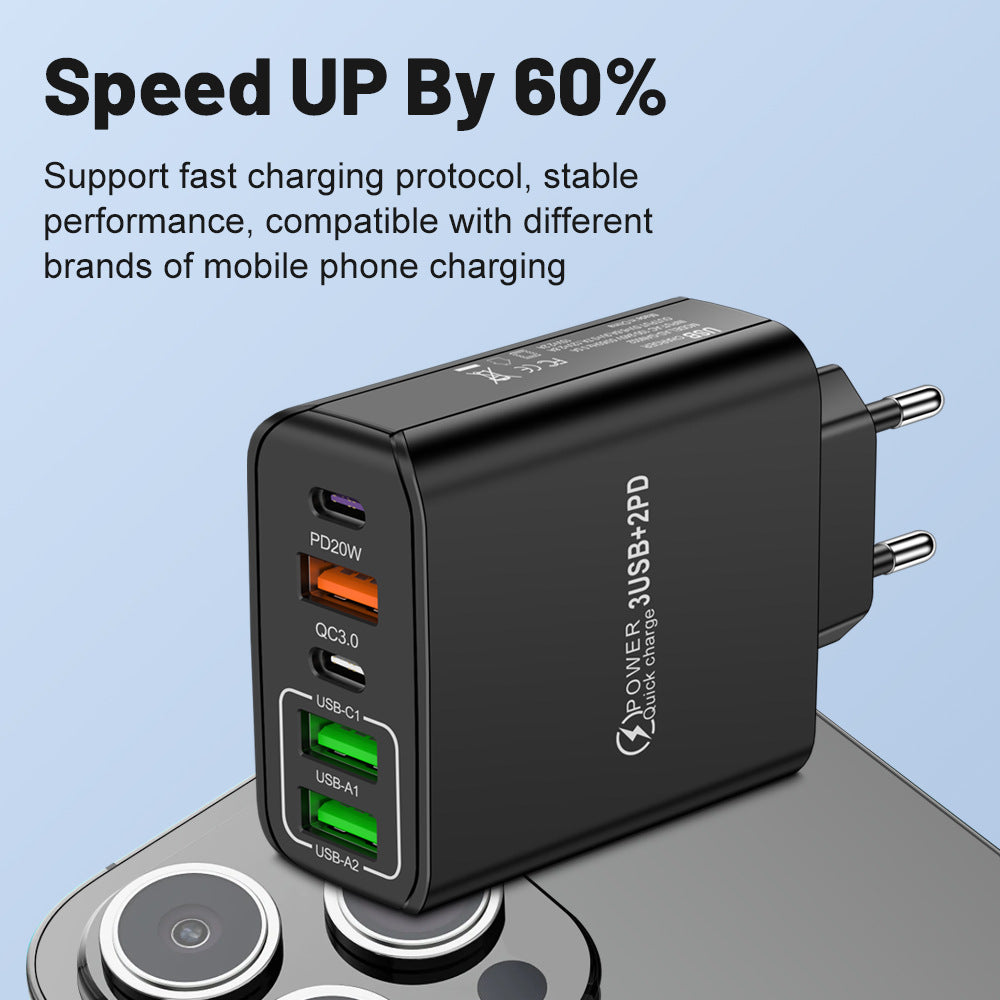 Cargador de móvil de carga 2PD+3USB