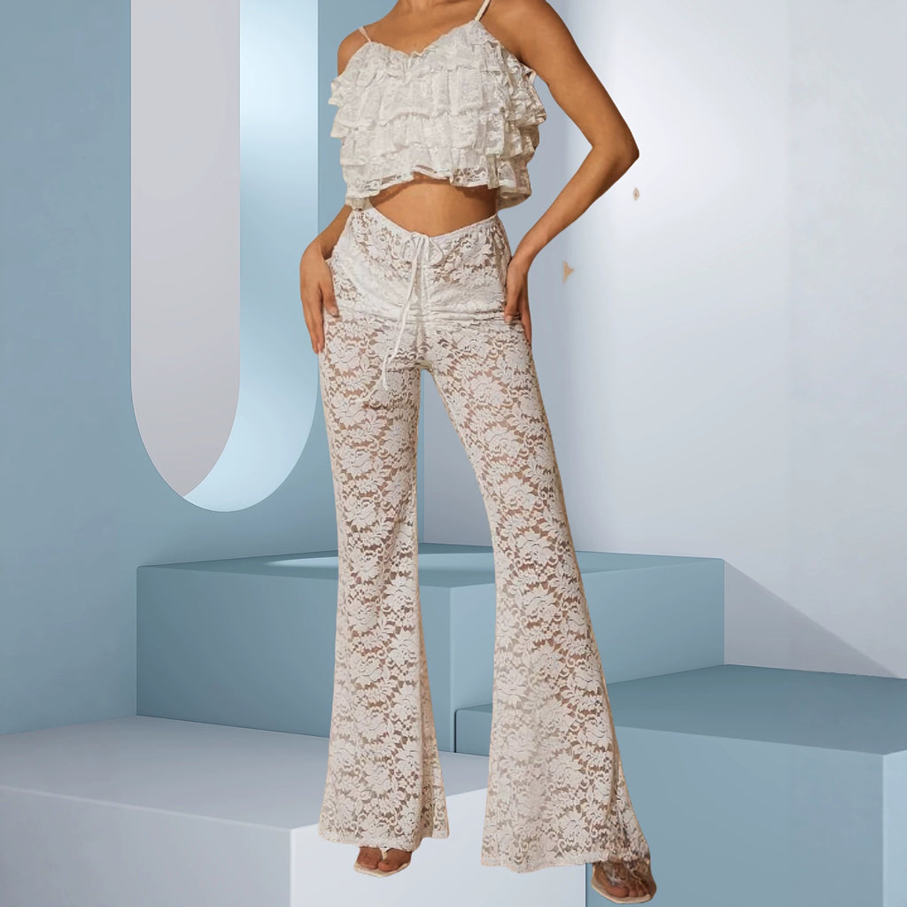 Pantalones transparentes de encaje