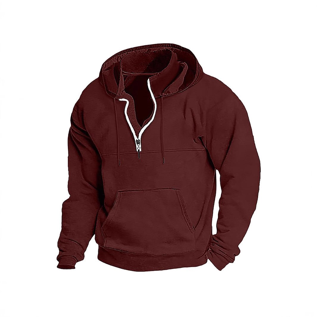Simple Half - Zip Hoodie Casual Sport Solid Color Hooded Sweatshirt - nETwork