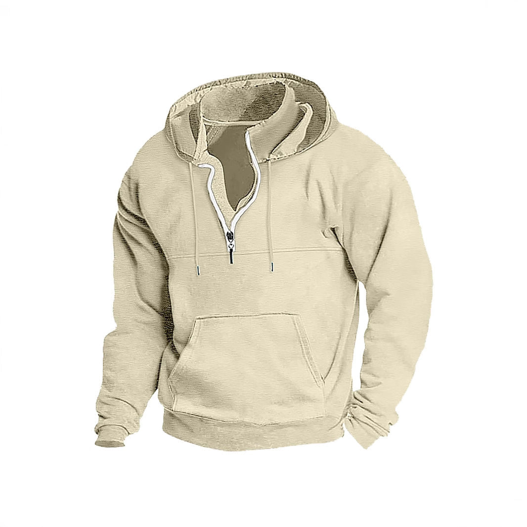 Simple Half - Zip Hoodie Casual Sport Solid Color Hooded Sweatshirt - nETwork